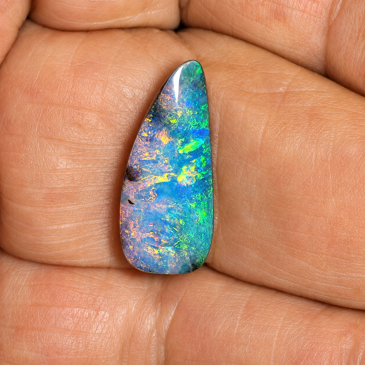 54531. Boulder Opal: Pendant Style, Drop Shape, All colors, 7 Carats