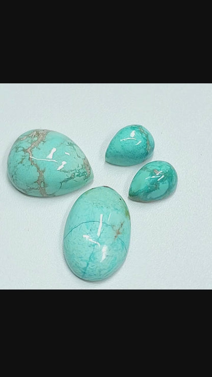54097.0 - 4 piece set Australian NATURAL Turquoise NOT treated, very rare, Pear shape + Oval + Pair of drops 32.32 carats "TurqOZ" for sale