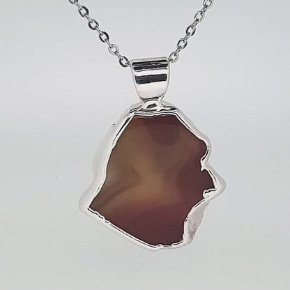 53605.4 – ONE Australian Made "SilverForm" Pendant with Agate from Agate Creek Qld set in PURE Silver + Complimentary Box and Plated Chain