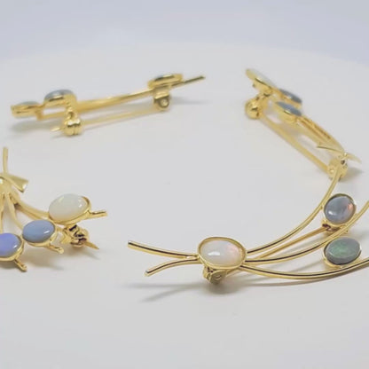 04129. Gold Plated Sterling Silver Brooch with Australian Solid Opals