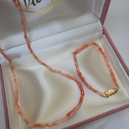 54198.0 - 41 cm Natural Pink Taiwanese tube Coral necklace with 19 cm deep pink bracelet in presentation box harvested from Taiwan sea 1970s