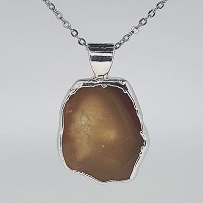 53605.5 – ONE Australian Made "SilverForm" Pendant with Agate from Agate Creek Qld set in PURE Silver + Complimentary Box and Plated Chain