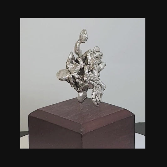 54450.0 - Abstract figurine in pure Silver on wooden block