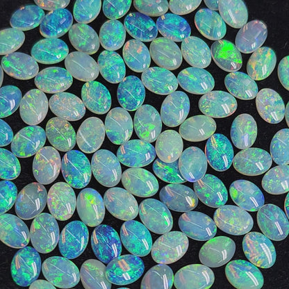 54066.0 - 7x5 mm Australian Natural solid crystal oval cabochon cut blue green Opal in thickness from 1.00 to 2.00 mm Mostly 1.50 - 2.00 mm