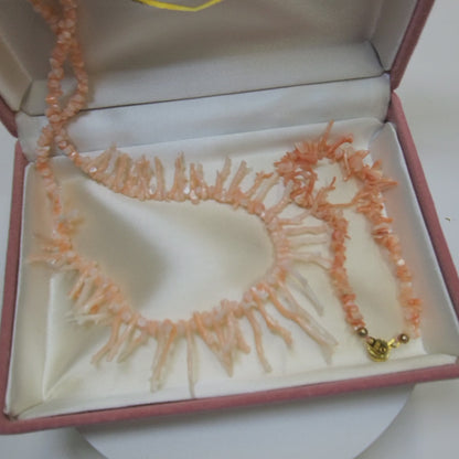 54188.0 - Half long and half short light pink Coral branch necklace  Natural coral harvested from Taiwan sea with bracelet presentation box