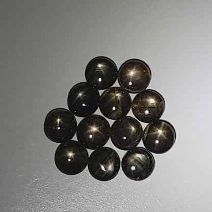 11551 -    Wholesale Lot of 12 Round Cut 5.75 mm Australian Black Star Sapphires