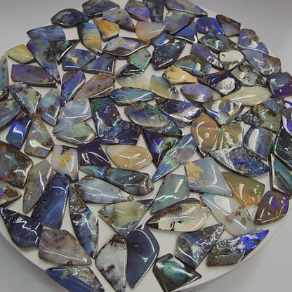 54090.0 - Special Priced bargain Lot of 100 Free Shape Australian Boulder Opal sized from 12 to 30 mm high and 8 to 16 mm wide 555.38 carats