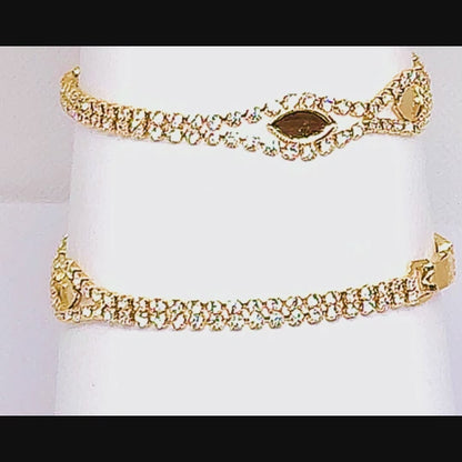54233.0 - Gold Plated rhinestone bracelet with three cups for 10 x 5 mm marquise stones Choice of 17.5 cm or 19 cm length See our 13285.0