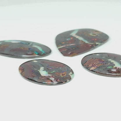 54095.0 - 4 Piece set of Australian Queensland Boulder Opal Earrings 24x18 mm + Pendant 31x21 mm + Ring 26x15 mm Total weight 68.30 carats