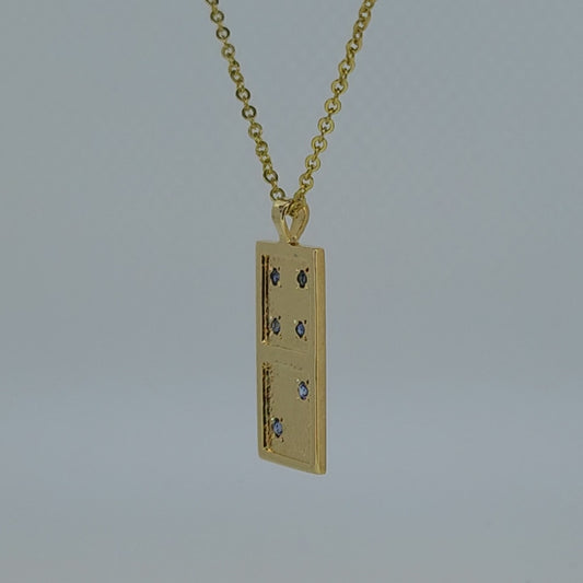 11923.0 - Sterling Silver Gold Plated domino Pendant set with either 4 or 5 or 6 or 7 Natural Australian sapphires 30x13 mm 1.25x0.50 inch