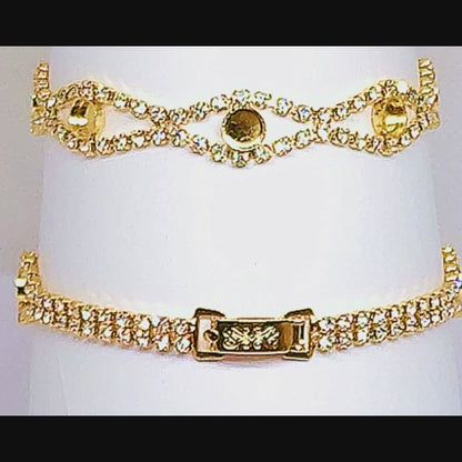 52228.0 - 6 Gold Plated Rhinestone Bracelets 5 Cups for 5 mm Stones Aussie Made