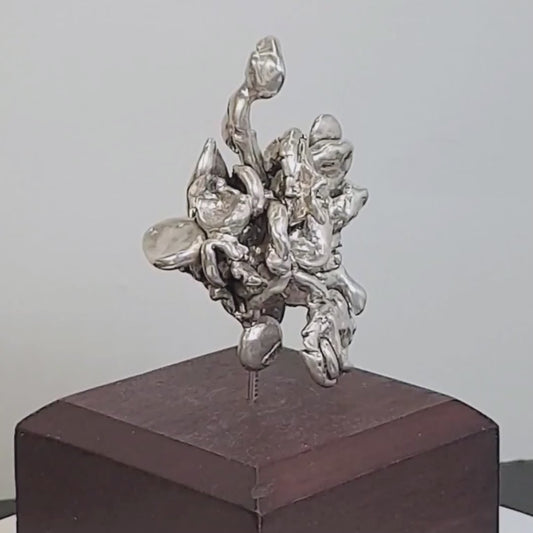 54450.0 - Abstract figurine in pure Silver on wooden block