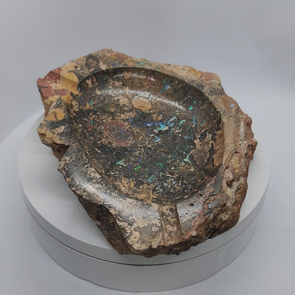 04137.0 - Unique ashtray Carved from Australian Boulder Opal Matrix ONE ONLY for sale 6.5 x 4.9 x 0.75 inch or 165 x 125 x 20 mm 357 grams